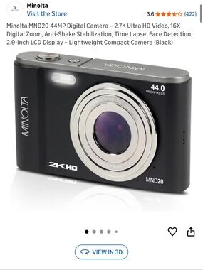 Minolta MND20 44MP Digital Camera — Black (BRAND NEW)